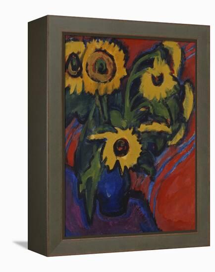 Sunflowers; Sonnenblumen-Ernst Ludwig Kirchner-Framed Premier Image Canvas