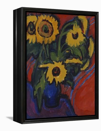 Sunflowers; Sonnenblumen-Ernst Ludwig Kirchner-Framed Premier Image Canvas