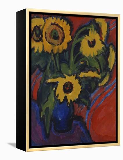 Sunflowers; Sonnenblumen-Ernst Ludwig Kirchner-Framed Premier Image Canvas
