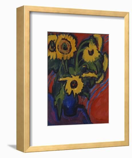 Sunflowers; Sonnenblumen-Ernst Ludwig Kirchner-Framed Premium Giclee Print