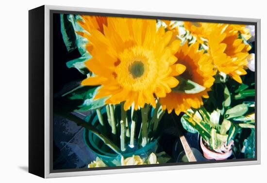 Sunflowers With Paint Effect-null-Framed Stretched Canvas