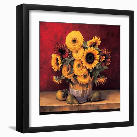 Sunflowers with Pears-Andres Gonzales-Framed Art Print