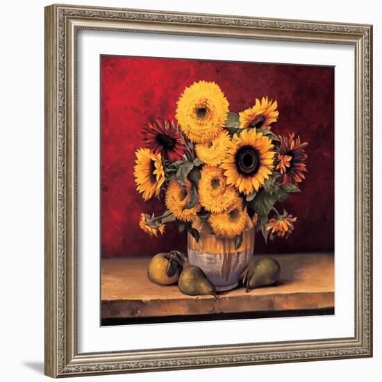 Sunflowers with Pears-Andres Gonzales-Framed Art Print