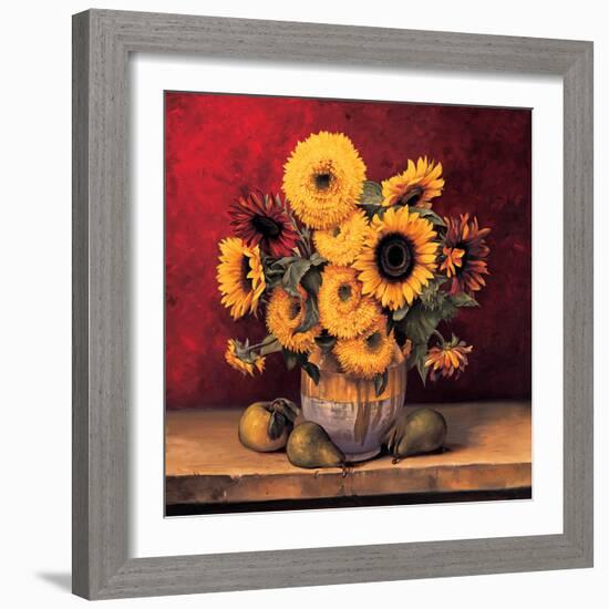 Sunflowers with Pears-Andres Gonzales-Framed Art Print