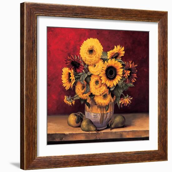 Sunflowers with Pears-Andres Gonzales-Framed Art Print