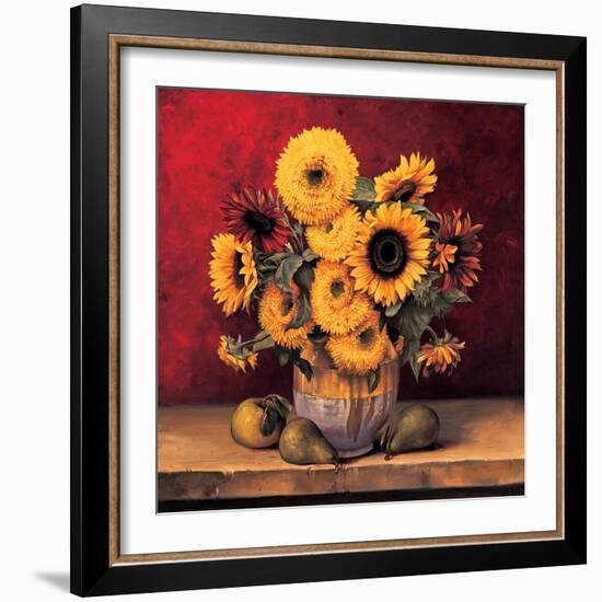 Sunflowers with Pears-Andres Gonzales-Framed Art Print