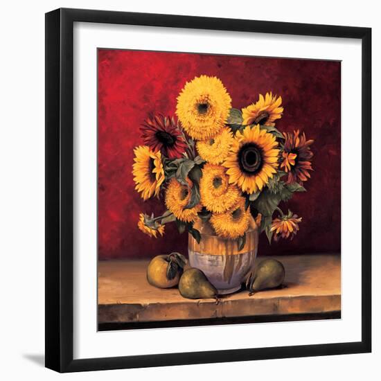 Sunflowers with Pears-Andres Gonzales-Framed Art Print