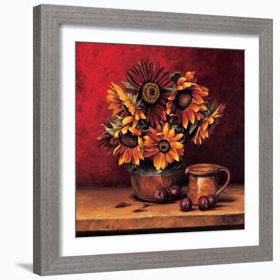 Sunflowers with Plums-Andres Gonzales-Framed Art Print