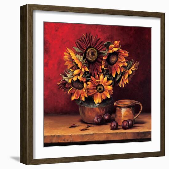 Sunflowers with Plums-Andres Gonzales-Framed Art Print