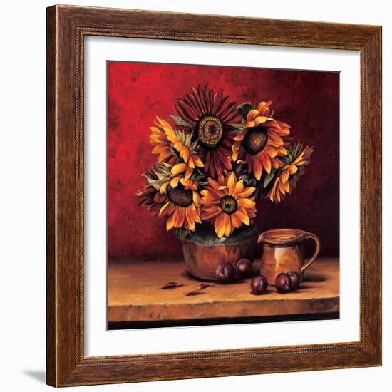 Sunflowers with Plums-Andres Gonzales-Framed Art Print