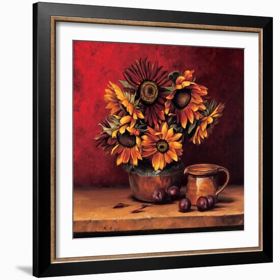 Sunflowers with Plums-Andres Gonzales-Framed Art Print