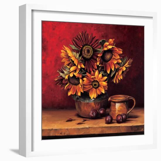 Sunflowers with Plums-Andres Gonzales-Framed Art Print