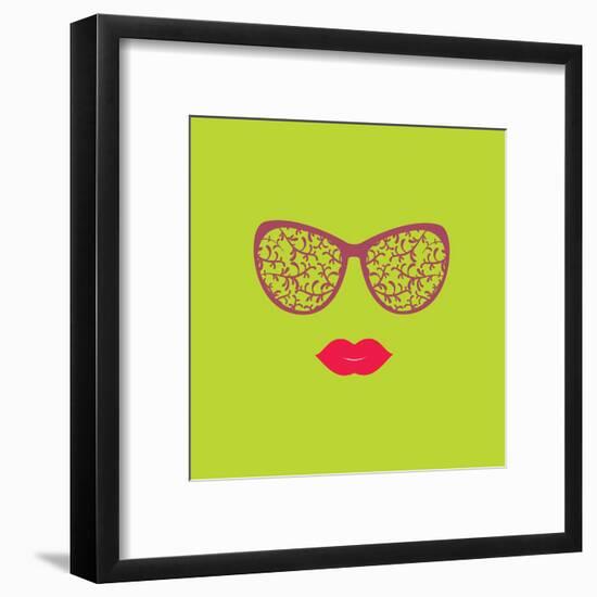 Sunglasses and Lips. Vector Illustration. Print for Your T-Shirts. Hipster Theme.-AnnaKukhmar-Framed Art Print