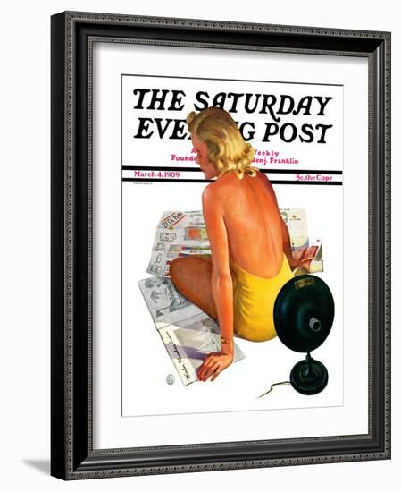 "Sunlamp," Saturday Evening Post Cover, March 4, 1939-Robert P. Archer-Framed Giclee Print