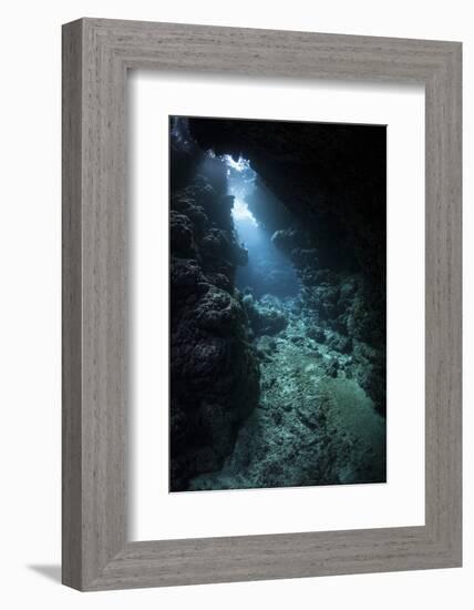 Sunlight Descends Underwater and into a Crevice in a Reef in the Solomon Islands-Stocktrek Images-Framed Photographic Print