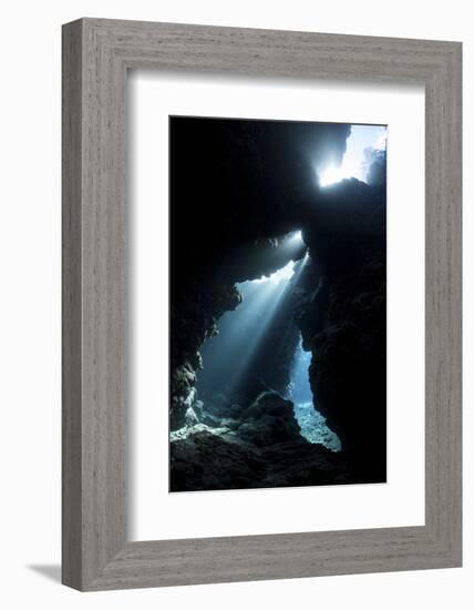 Sunlight Descends Underwater and into a Crevice in a Reef in the Solomon Islands-Stocktrek Images-Framed Photographic Print