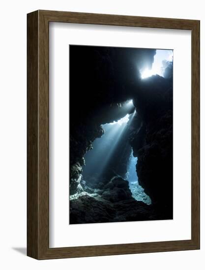 Sunlight Descends Underwater and into a Crevice in a Reef in the Solomon Islands-Stocktrek Images-Framed Photographic Print