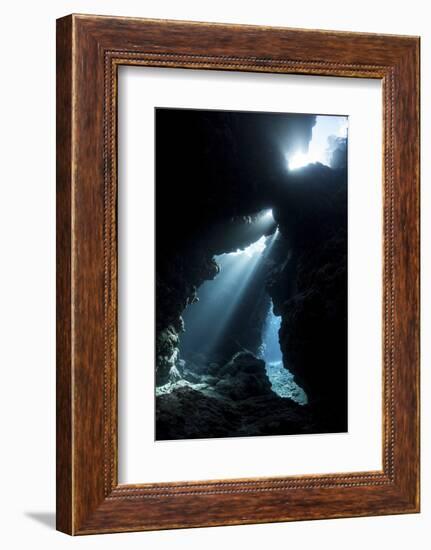 Sunlight Descends Underwater and into a Crevice in a Reef in the Solomon Islands-Stocktrek Images-Framed Photographic Print