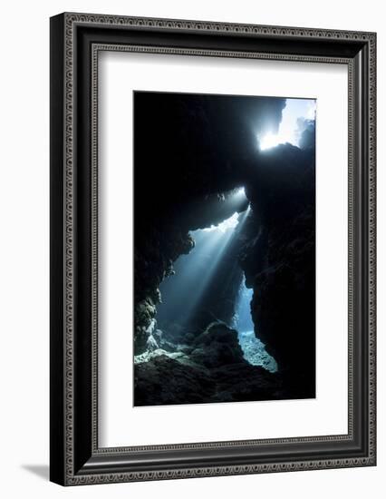 Sunlight Descends Underwater and into a Crevice in a Reef in the Solomon Islands-Stocktrek Images-Framed Photographic Print