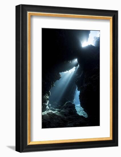 Sunlight Descends Underwater and into a Crevice in a Reef in the Solomon Islands-Stocktrek Images-Framed Photographic Print
