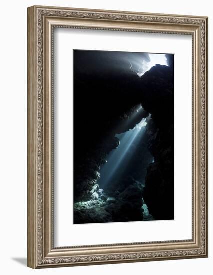 Sunlight Descends Underwater and into a Crevice in a Reef in the Solomon Islands-Stocktrek Images-Framed Photographic Print