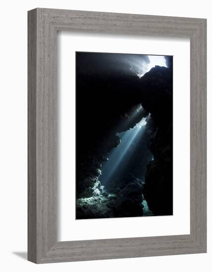 Sunlight Descends Underwater and into a Crevice in a Reef in the Solomon Islands-Stocktrek Images-Framed Photographic Print