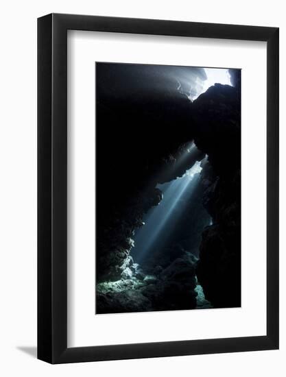 Sunlight Descends Underwater and into a Crevice in a Reef in the Solomon Islands-Stocktrek Images-Framed Photographic Print