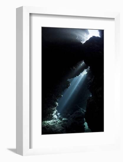 Sunlight Descends Underwater and into a Crevice in a Reef in the Solomon Islands-Stocktrek Images-Framed Photographic Print