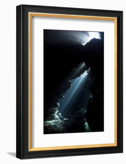Sunlight Descends Underwater and into a Crevice in a Reef in the Solomon Islands-Stocktrek Images-Framed Photographic Print