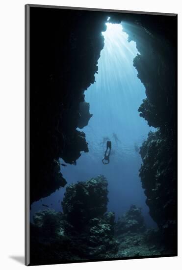 Sunlight Descends Underwater and into a Crevice on Palau's Barrier Reef-Stocktrek Images-Mounted Photographic Print