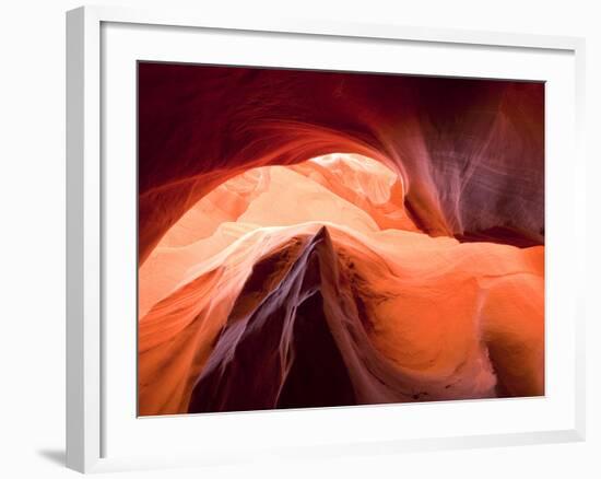 Sunlight Filters Down Carved Red Sandstone Walls of Lower Antelope Canyon, Page, Arizona, Usa-Paul Souders-Framed Photographic Print