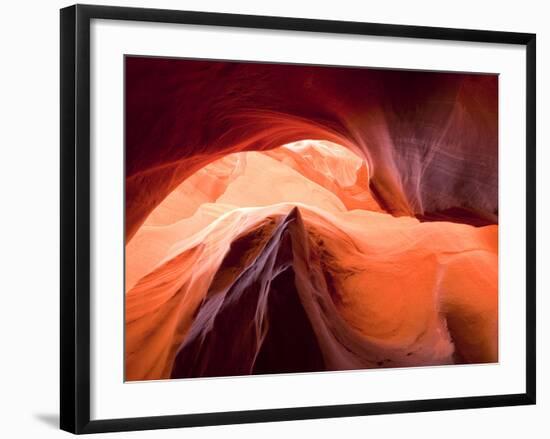 Sunlight Filters Down Carved Red Sandstone Walls of Lower Antelope Canyon, Page, Arizona, Usa-Paul Souders-Framed Photographic Print