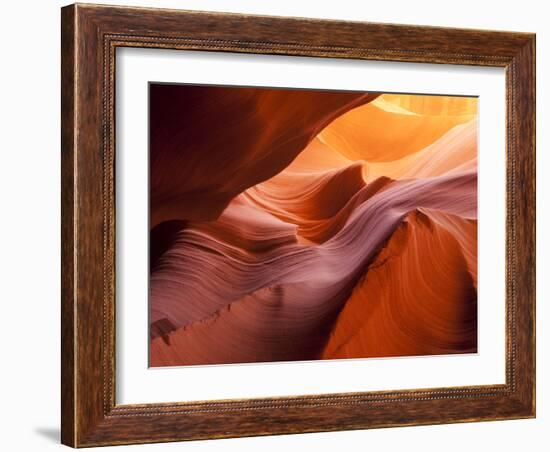 Sunlight Filters Down Carved Red Sandstone Walls of Lower Antelope Canyon, Page, Arizona, Usa-Paul Souders-Framed Photographic Print