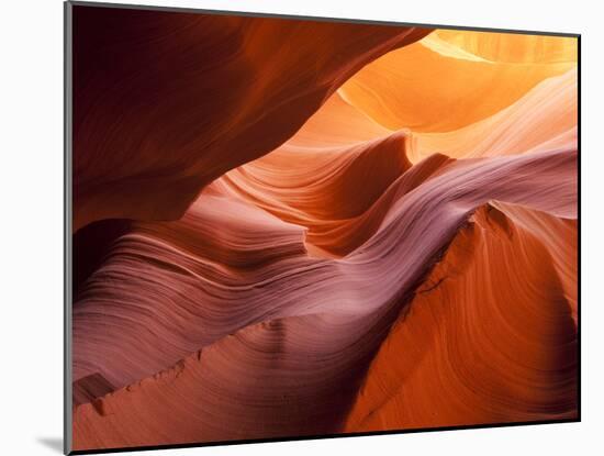 Sunlight Filters Down Carved Red Sandstone Walls of Lower Antelope Canyon, Page, Arizona, Usa-Paul Souders-Mounted Photographic Print