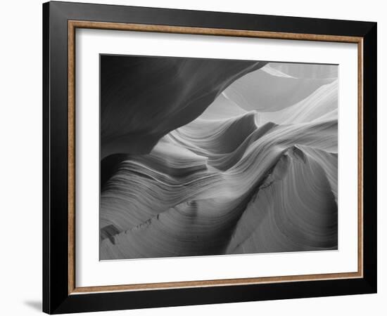 Sunlight Filters Down Carved Red Sandstone Walls of Lower Antelope Canyon, Page, Arizona, Usa-Paul Souders-Framed Photographic Print