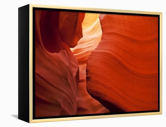 Sunlight Filters Down Carved Red Sandstone Walls of Lower Antelope Canyon, Page, Arizona, Usa-Paul Souders-Framed Premier Image Canvas