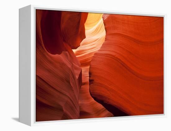 Sunlight Filters Down Carved Red Sandstone Walls of Lower Antelope Canyon, Page, Arizona, Usa-Paul Souders-Framed Premier Image Canvas