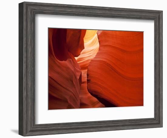 Sunlight Filters Down Carved Red Sandstone Walls of Lower Antelope Canyon, Page, Arizona, Usa-Paul Souders-Framed Photographic Print