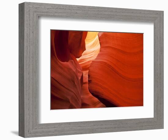 Sunlight Filters Down Carved Red Sandstone Walls of Lower Antelope Canyon, Page, Arizona, Usa-Paul Souders-Framed Photographic Print