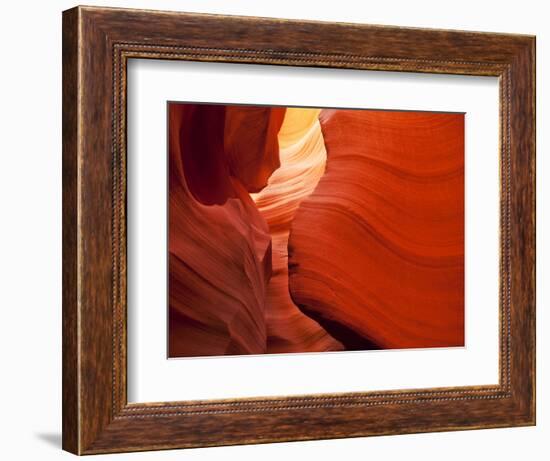 Sunlight Filters Down Carved Red Sandstone Walls of Lower Antelope Canyon, Page, Arizona, Usa-Paul Souders-Framed Photographic Print