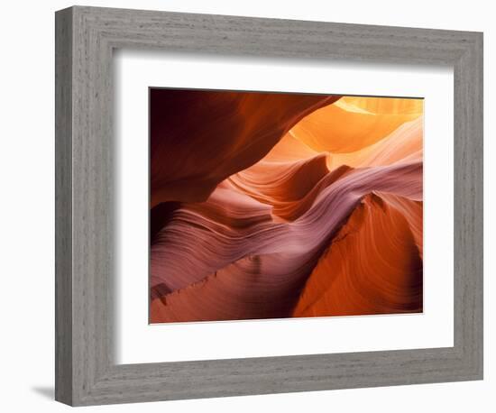 Sunlight Filters Down Carved Red Sandstone Walls of Lower Antelope Canyon, Page, Arizona, Usa-Paul Souders-Framed Photographic Print