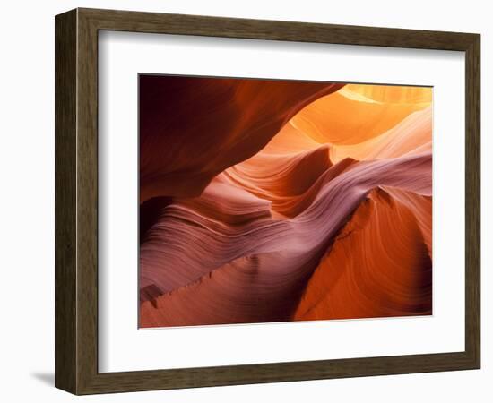 Sunlight Filters Down Carved Red Sandstone Walls of Lower Antelope Canyon, Page, Arizona, Usa-Paul Souders-Framed Photographic Print