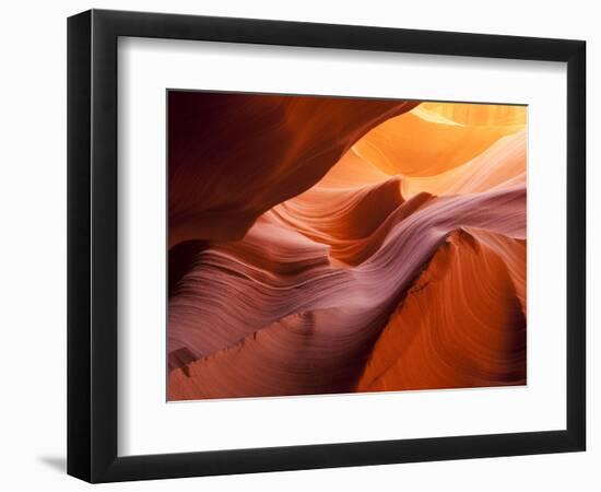 Sunlight Filters Down Carved Red Sandstone Walls of Lower Antelope Canyon, Page, Arizona, Usa-Paul Souders-Framed Photographic Print