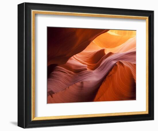 Sunlight Filters Down Carved Red Sandstone Walls of Lower Antelope Canyon, Page, Arizona, Usa-Paul Souders-Framed Photographic Print