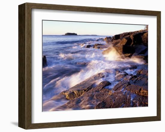 Sunlight Hits the Waves, Schoodic Peninsula, Maine, USA-Jerry & Marcy Monkman-Framed Photographic Print