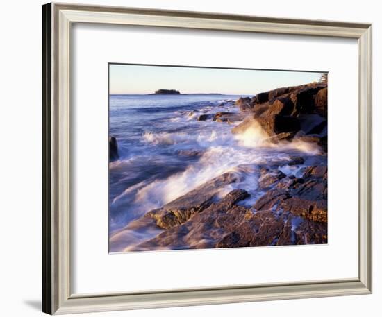 Sunlight Hits the Waves, Schoodic Peninsula, Maine, USA-Jerry & Marcy Monkman-Framed Photographic Print