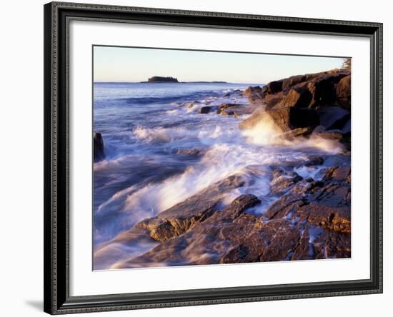 Sunlight Hits the Waves, Schoodic Peninsula, Maine, USA-Jerry & Marcy Monkman-Framed Photographic Print