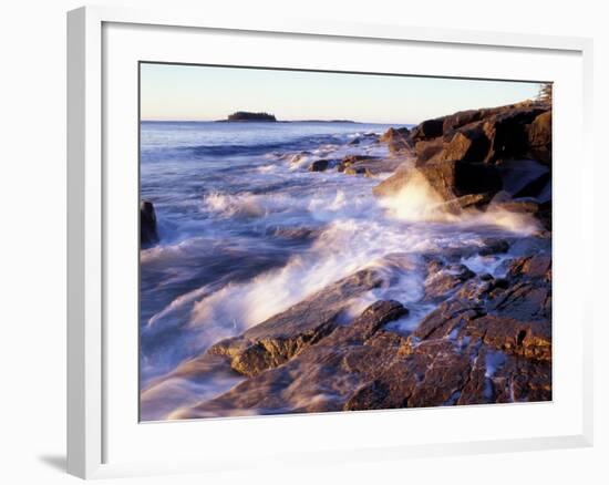 Sunlight Hits the Waves, Schoodic Peninsula, Maine, USA-Jerry & Marcy Monkman-Framed Photographic Print