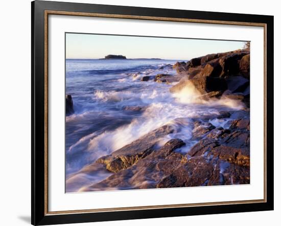 Sunlight Hits the Waves, Schoodic Peninsula, Maine, USA-Jerry & Marcy Monkman-Framed Photographic Print