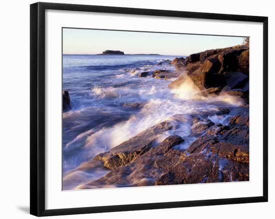 Sunlight Hits the Waves, Schoodic Peninsula, Maine, USA-Jerry & Marcy Monkman-Framed Photographic Print